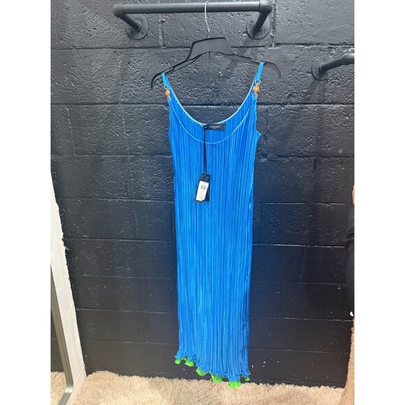 NEW Versace Blue Plisse Dress Size - Picture 5 of 7